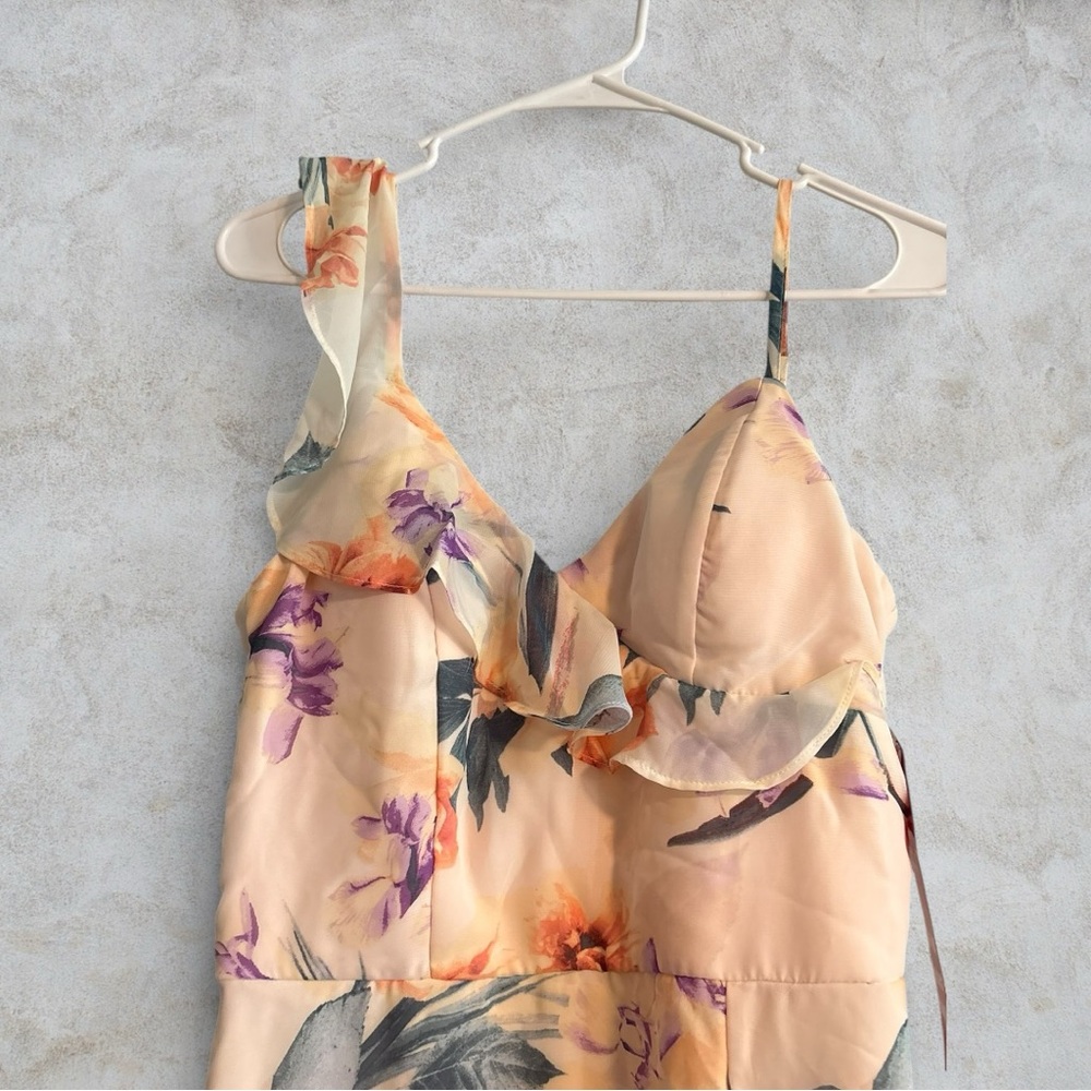 crystal doll floral maxi dress with adjustable straps and tie back
